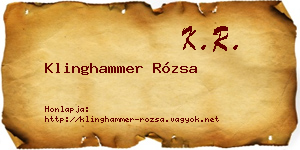 Klinghammer Rózsa névjegykártya